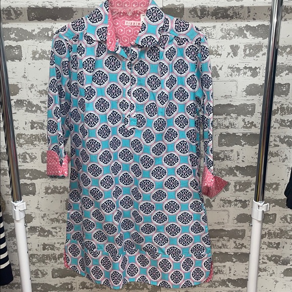 Tizzie Blue and Pink Vibrant Dress Size Small - Picture 1 of 3